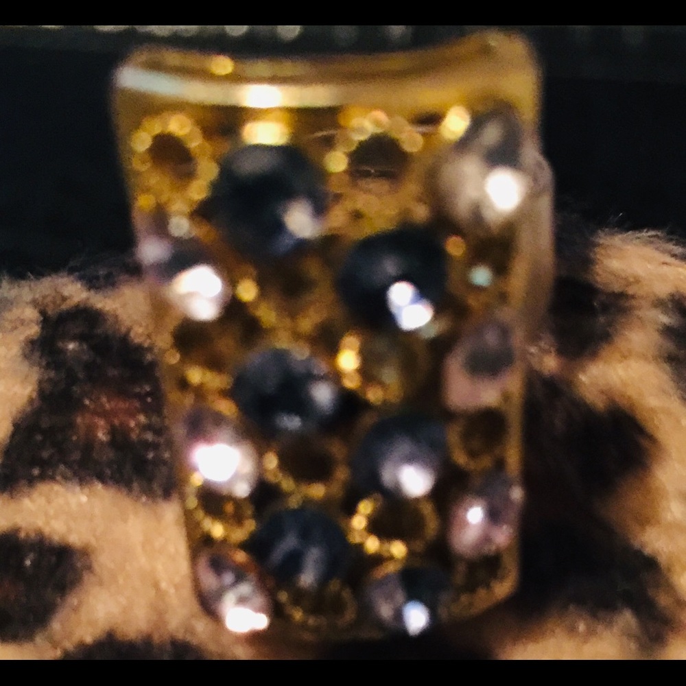 Fashion , blue and white stones, gold tone, Sz 6